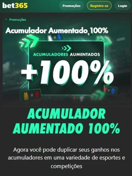 Acuuladores Aumentados na bet365