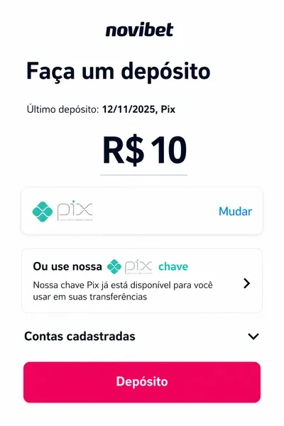 A partir de R$10, d&aacute; para fazer qualquer pagamento via Pix na Novibet
