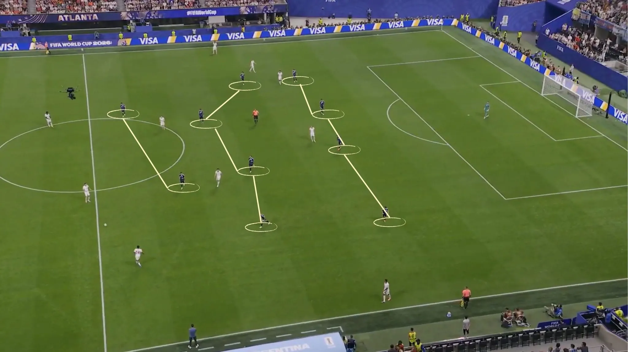 Estrutura sem bola da sele&ccedil;&atilde;o argentina costuma ser em 4-4-2