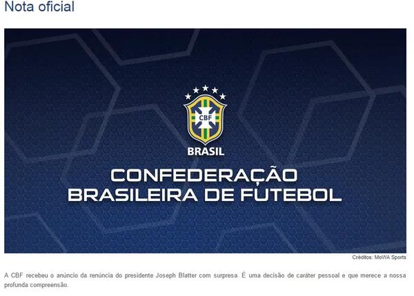 Print da nota da CBF, para voc&ecirc; n&atilde;o achar que inventamos isso (Reprodu&ccedil;&atilde;o)
