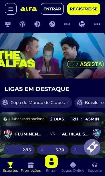 Captura de tela da p&aacute;gina inicial da Alfabet