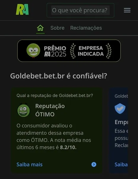 P&aacute;gina da Gol de Bet no f&oacute;rum Reclame Aqui Brasil
