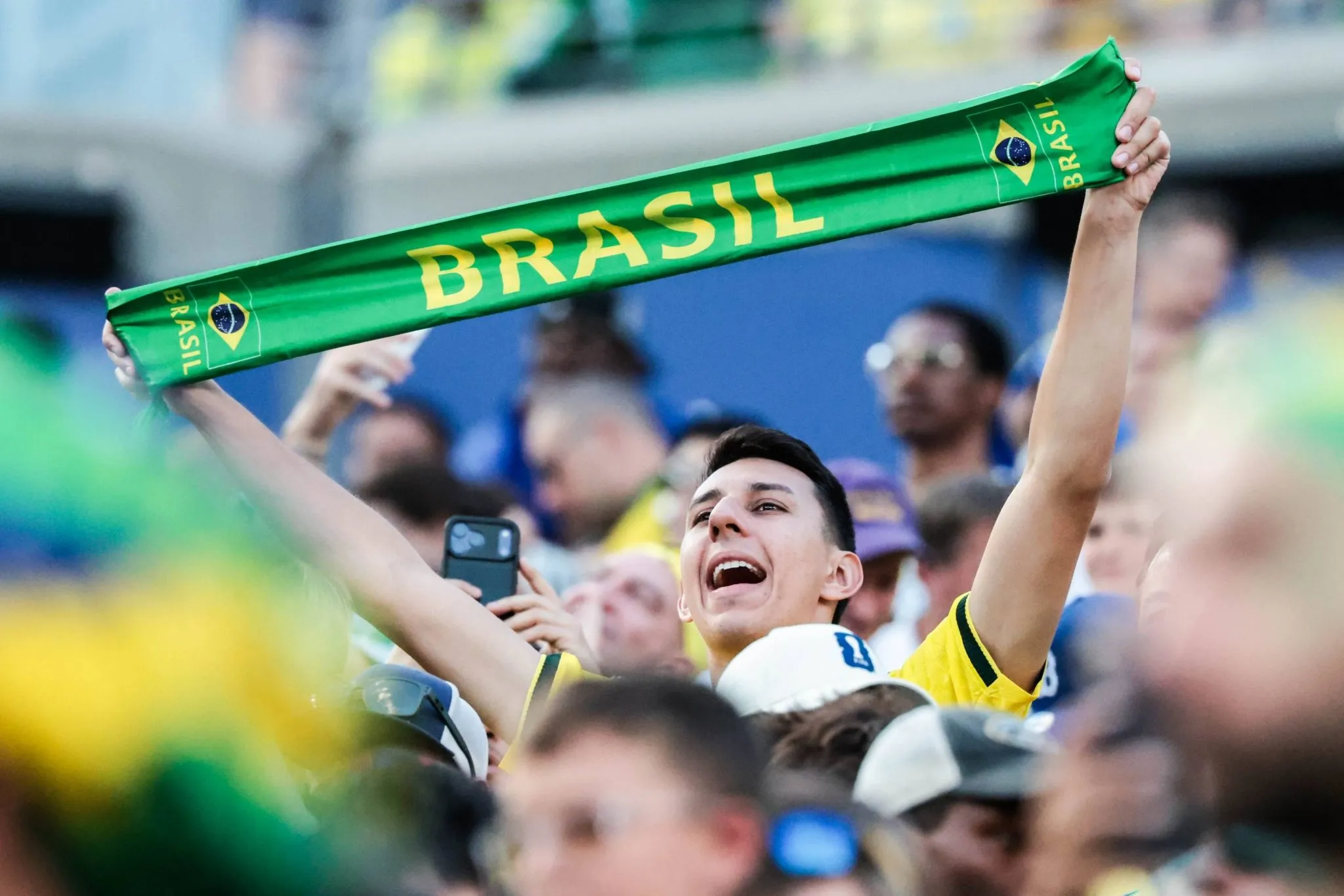 Torcedor da sele&ccedil;&atilde;o brasileira em jogo da Copa do Mundo 2026