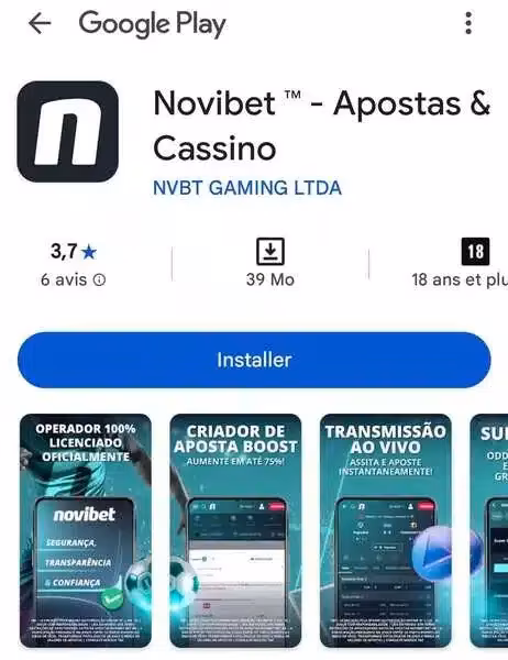 Aplicativo da Novibet na Play Store