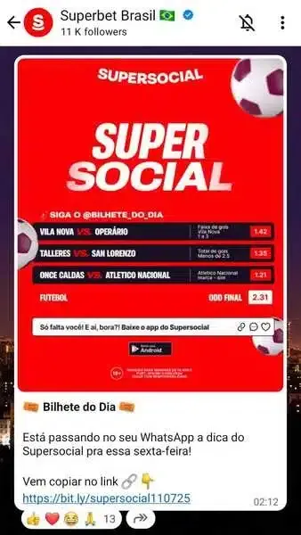 Captura de tela do grupo no WhatsApp da Superbet