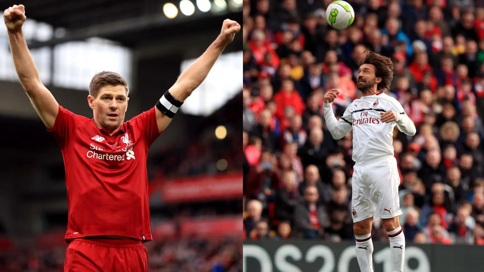 Pirlo e Gerrard mostraram que classe n&atilde;o se perde em amistoso entre lendas de Liverpool e Milan