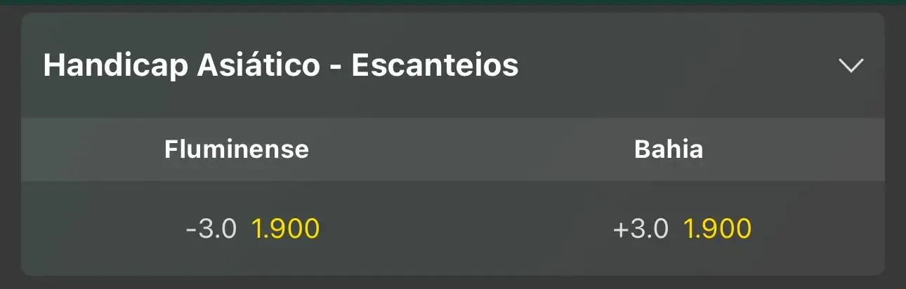 Captura de tela de escanteio handicap asi&aacute;tico na Bet365 no dia 10/09/2025