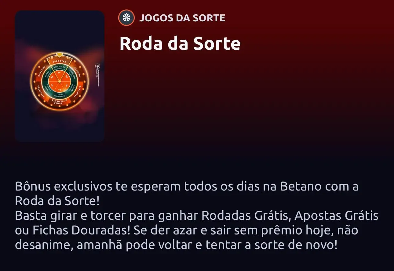 Breve explica&ccedil;&atilde;o de como funciona a Roda da Sorte Betano