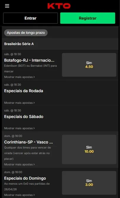 KTOdds dispon&iacute;veis no site da KTO Brasil
