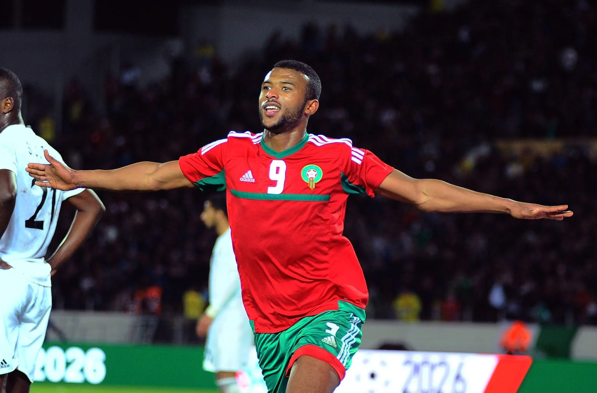 El Kaabi comemora gol da sele&ccedil;&atilde;o marroquina em 2018