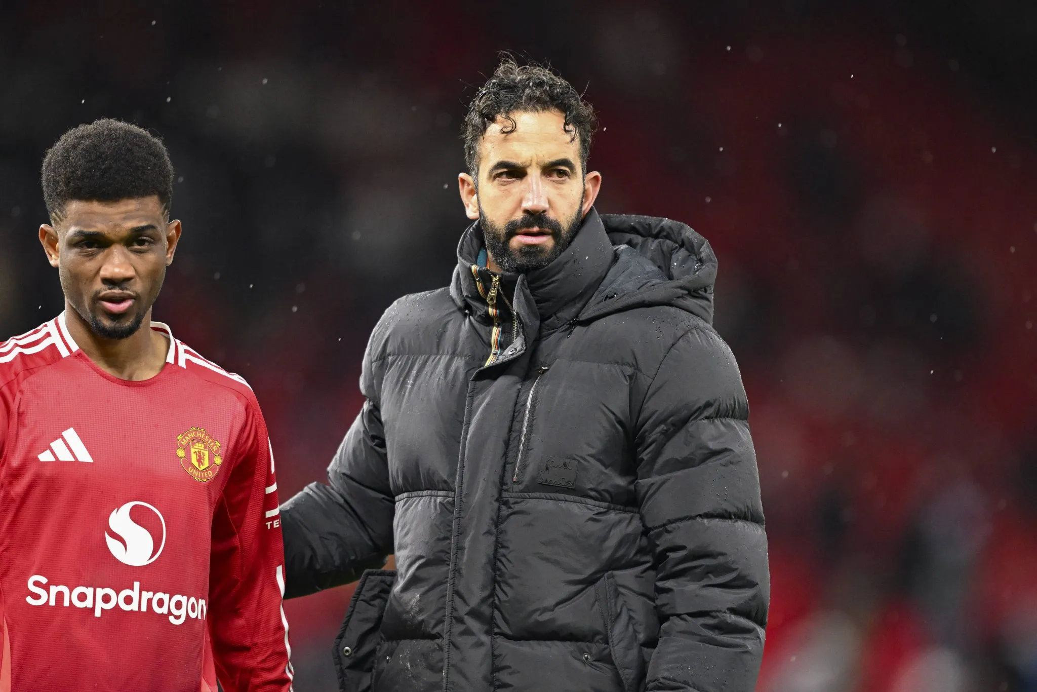 Ruben Amorim e Diallo durante jogo do Manchester United 