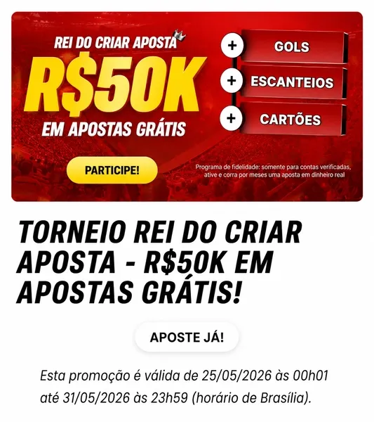 Banner da promo&ccedil;&atilde;o &ldquo;Rei do Criar Aposta&rdquo;, da Superbet

