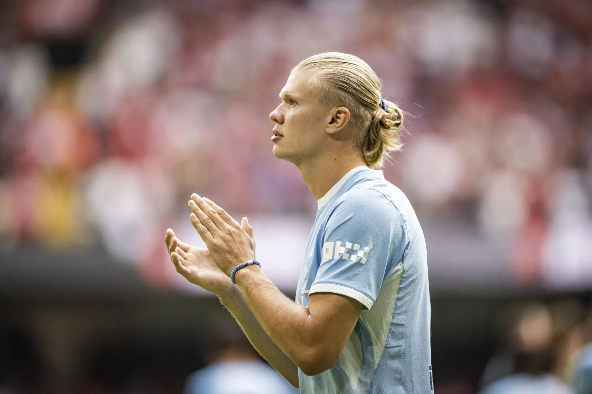 Erling Haaland em jogo do Manchester City