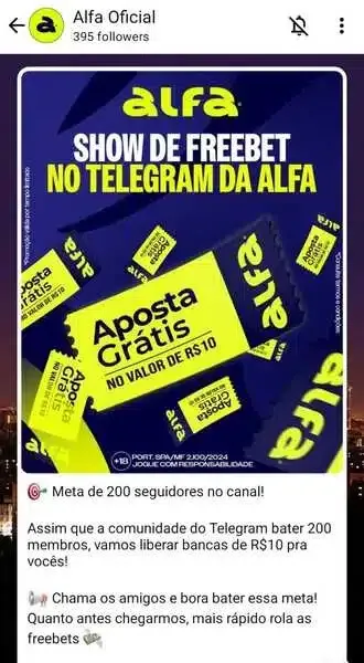Captura de tela com o canal da Alfabet no WhatsApp
