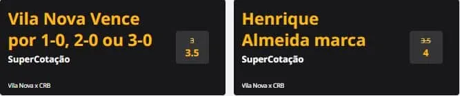 Exemplo de duas supercota&ccedil;&otilde;es em destaque na p&aacute;gina inicial da Betfair para uma noite de S&eacute;rie B do Brasileir&atilde;o.
