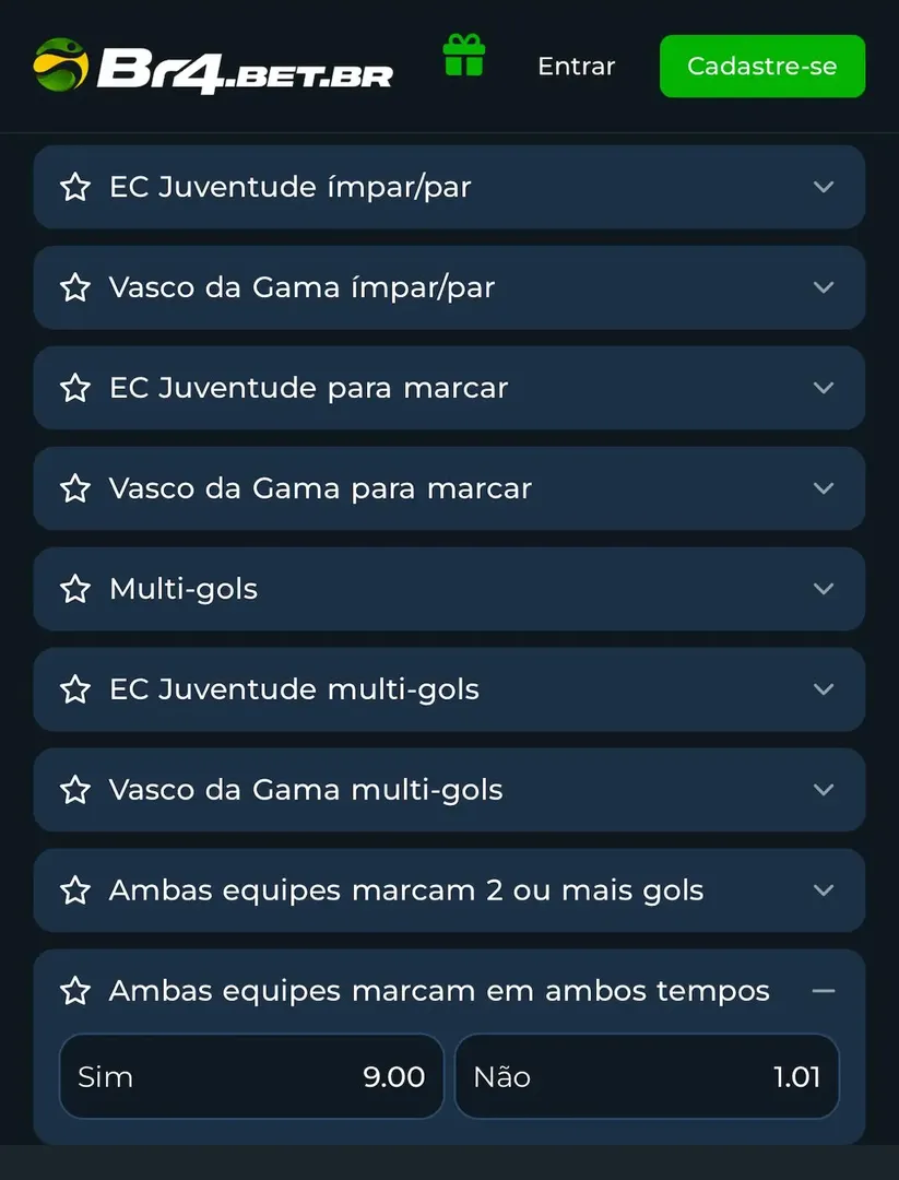 A Br4Bet tem mercados variados, sendo uma alternativa &agrave; Claro Bet.