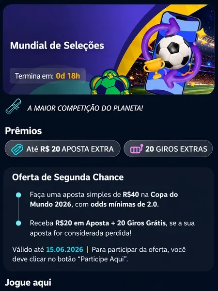 "Segunda Chance", oferta da Novibet na Copa do Mundo 2026