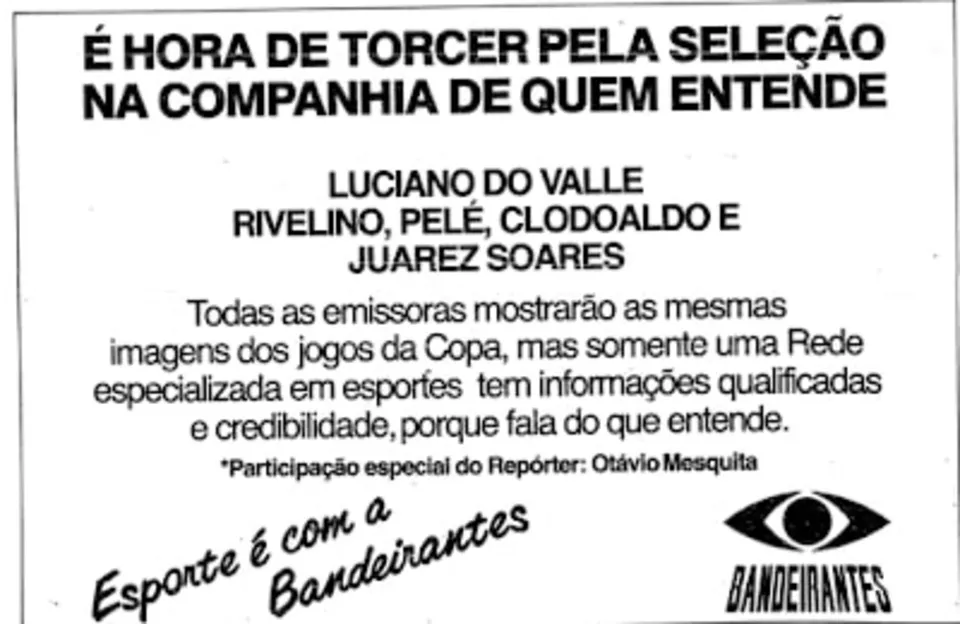 A Copa na televis&atilde;o brasileira: 1986, com a concorr&ecirc;ncia grande