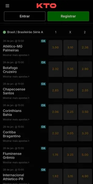 Captura de tela da p&aacute;gina inicial da KTO no Brasileir&atilde;o