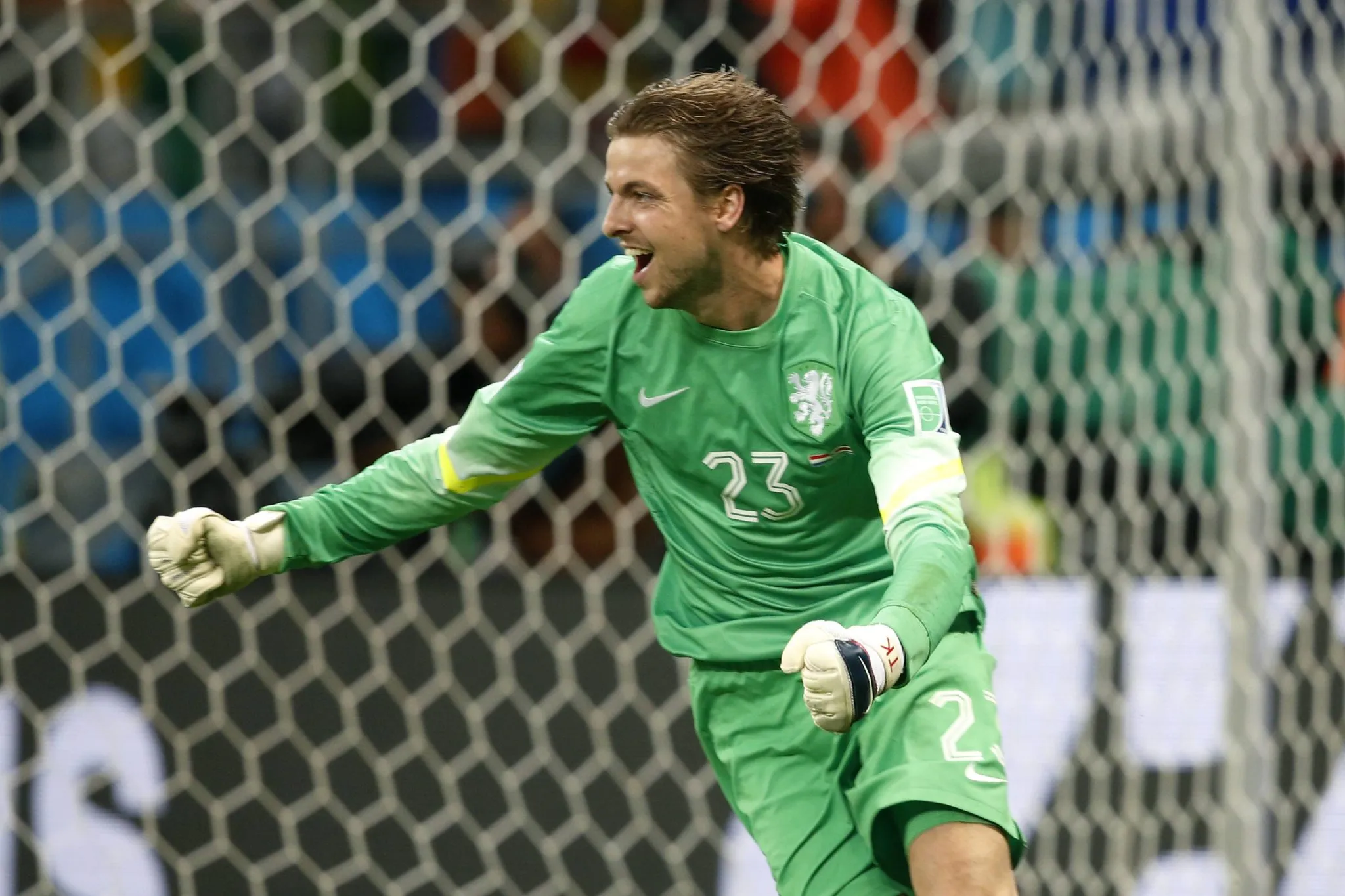 Tim Krul pegou dois p&ecirc;naltis em Pa&iacute;ses Baixos x Costa Rica, na Copa de 2014. Foto: IMAGO/Pro Shots
