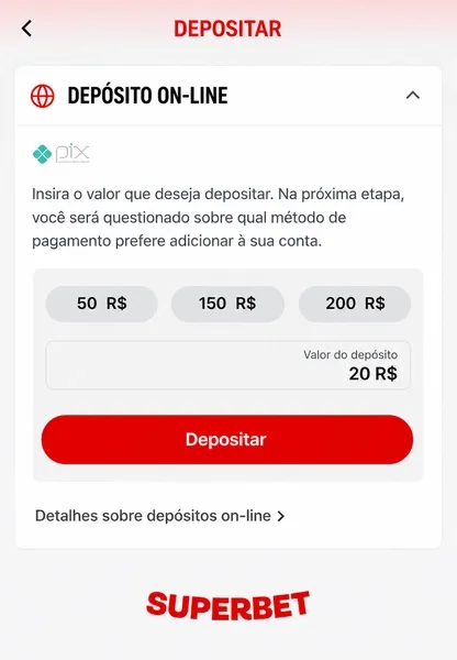A Superbet &eacute; uma das &uacute;nicas casas de apostas que aceitam Pix por R$1 em saques e dep&oacute;sitos
