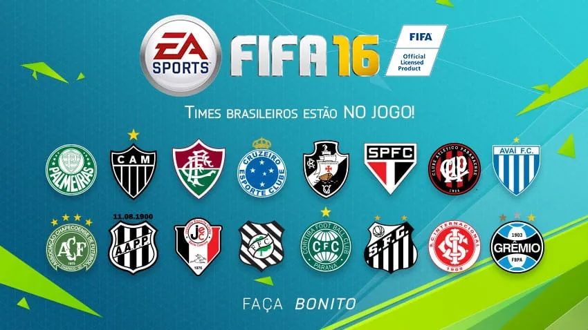 Os 16 times brasileiros no Fifa 16, &uacute;ltima edi&ccedil;&atilde;o com representantes do Brasil