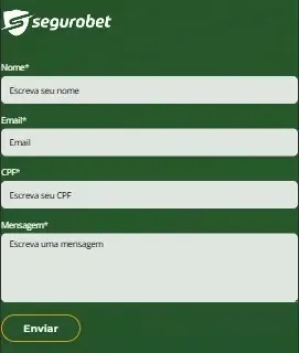 Captura de tela do formul&aacute;rio de atendimento da Segurobet.
