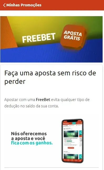 Captura de tela da promo&ccedil;&atilde;o de apostas gr&aacute;tis da Betboo