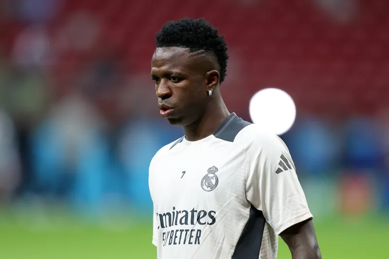 Vini Jr. em treino do Real Madrid