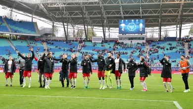 A aplaus&iacute;vel temporada do Leipzig foi coroada com um passe para a Champions