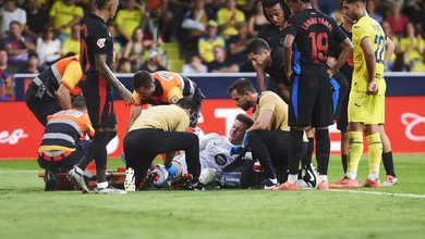 Les&atilde;o assustadora de Ter Stegen rouba a cena em goleada do Barcelona sobre o Villarreal