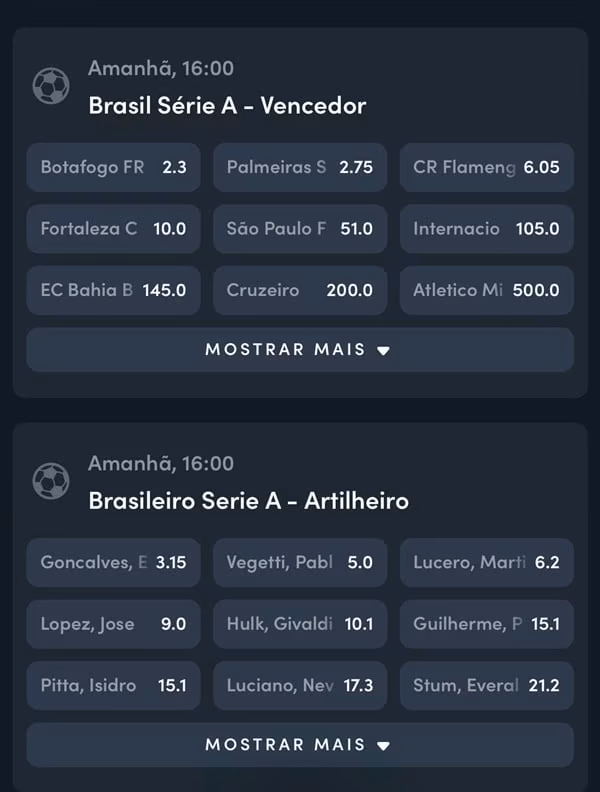 Captura de tela dos mercados de longo prazo da Jonbet Brasil no Brasileir&atilde;o