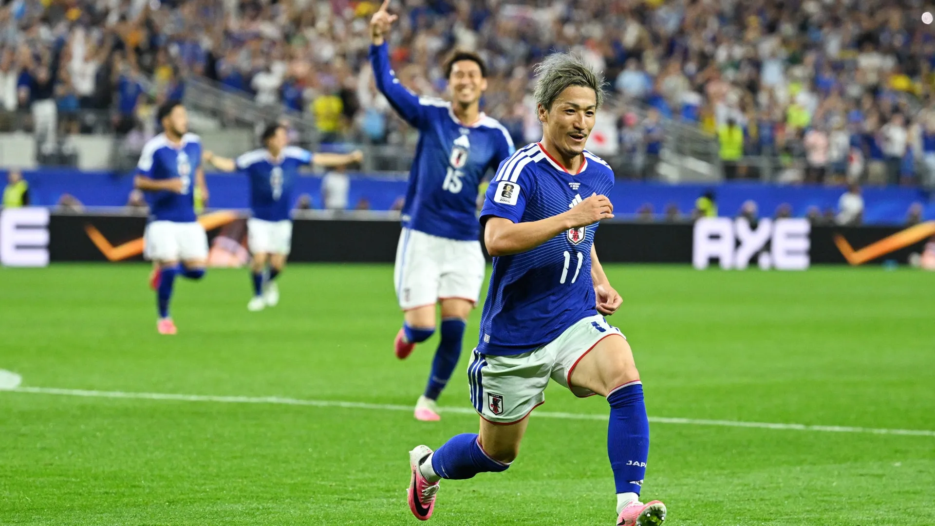 Daizen Maeda, jogador do Jap&atilde;o, durante a partida entre Jap&atilde;o e Su&eacute;cia pelo Grupo F da Copa do Mundo FIFA 2026, no Dallas Stadium, em Arlington, no Texas, em 25 de junho de 2026.