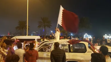 A torcida fez muita festa no Catar depois da vit&oacute;ria sobre Emirados na Copa da &Aacute;sia
