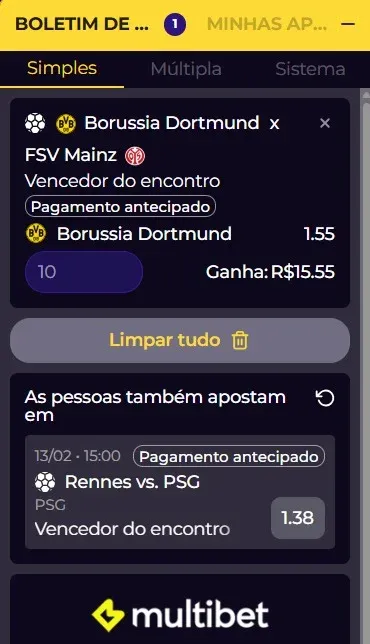 Pagamento antecipado na Multibet