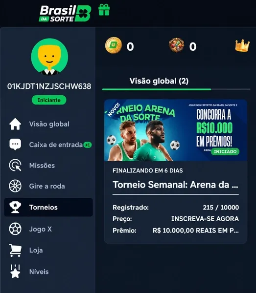 Torneio exclusivo dispon&iacute;vel na Brasil da Sorte