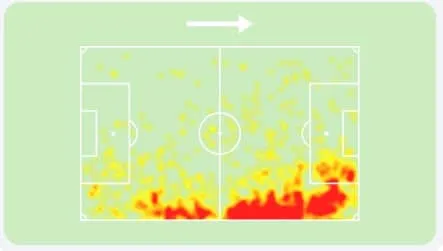 Mapa de calor de Frimpong na Bundesliga 2024/25