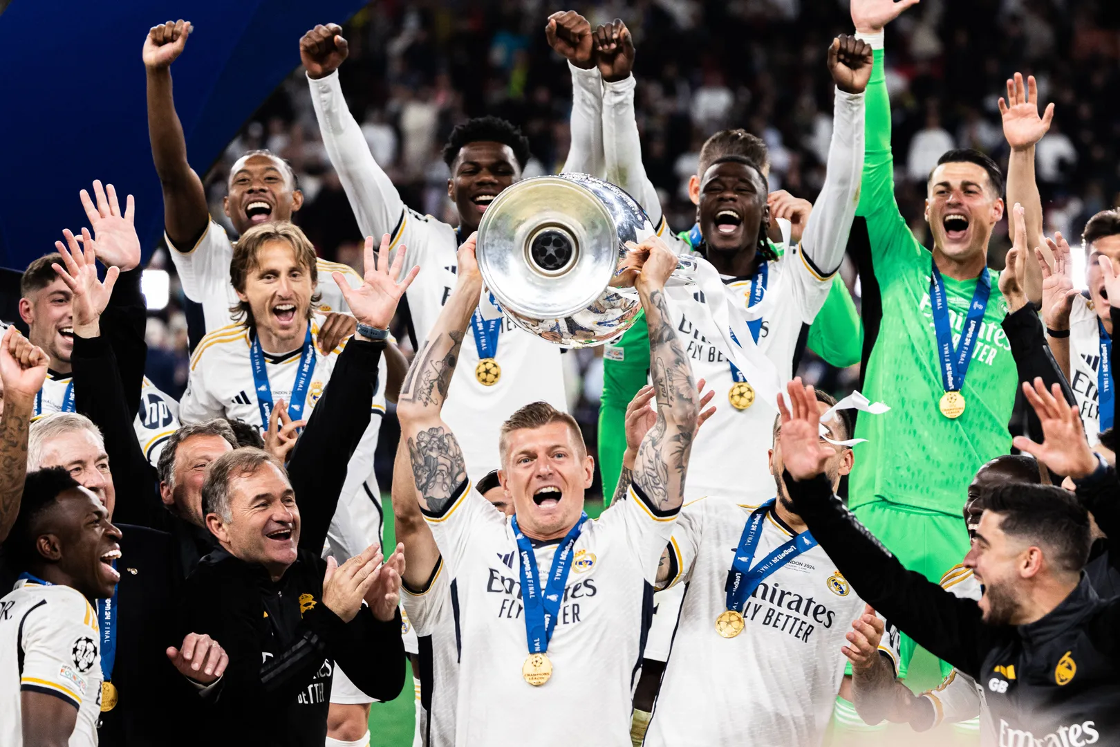 Real Madrid CF v Borussia Dortmund &ndash; Champions League LONDON, ENGLAND, JUNE 1: Toni Kroos of Real Madrid CF celebrates w
