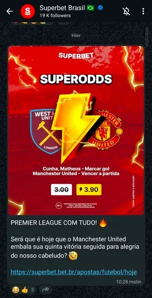 Captura de tela com o grupo do WhatsApp da Superbet