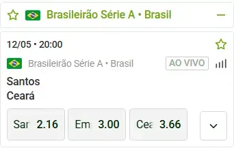 Odds para Santos x Cear&aacute; na Lottoland