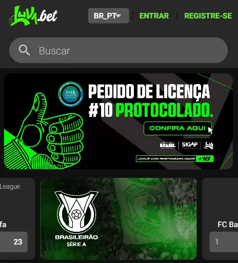 Captura de tela de uma das casas com dep&oacute;sito m&iacute;nimo de 1 real, a Luva-bet