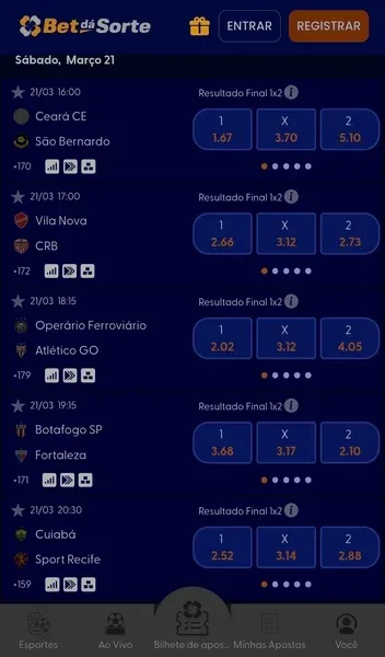 P&aacute;gina da Bet d&aacute; Sorte com apostas em jogos da S&eacute;rie B 2026
