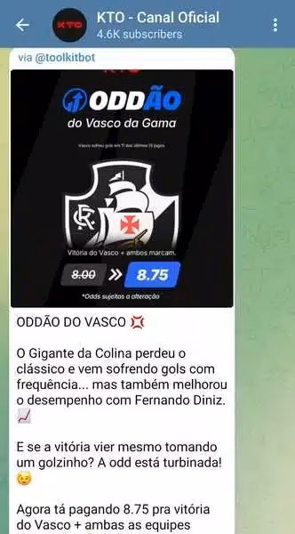 Captura de tela do grupo no Telegram da KTO