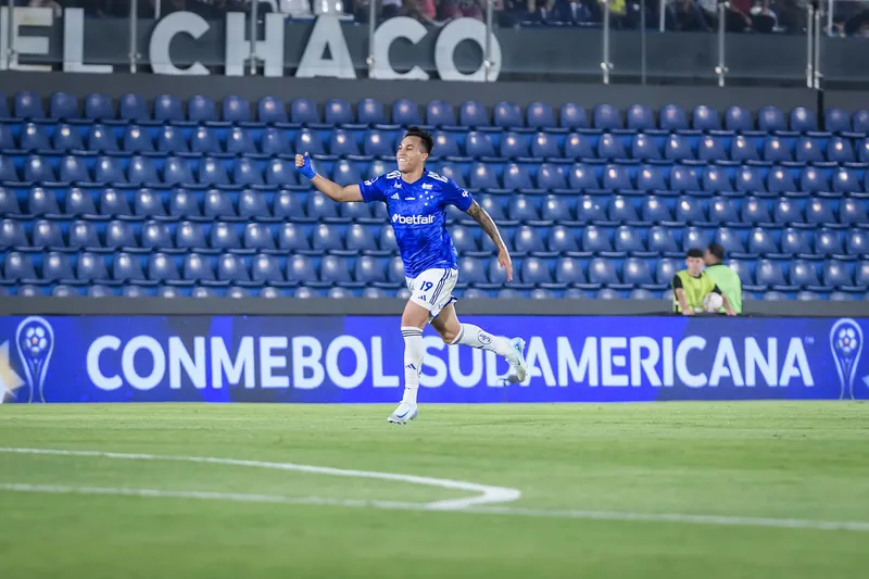 Kaio Jorge celebra o gola&ccedil;o marcado pelo Cruzeiro contra o Libertad
