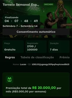 Toda semana, a Lotogreen disponibiliza um torneio com pr&ecirc;mios de at&eacute; R$1.000
