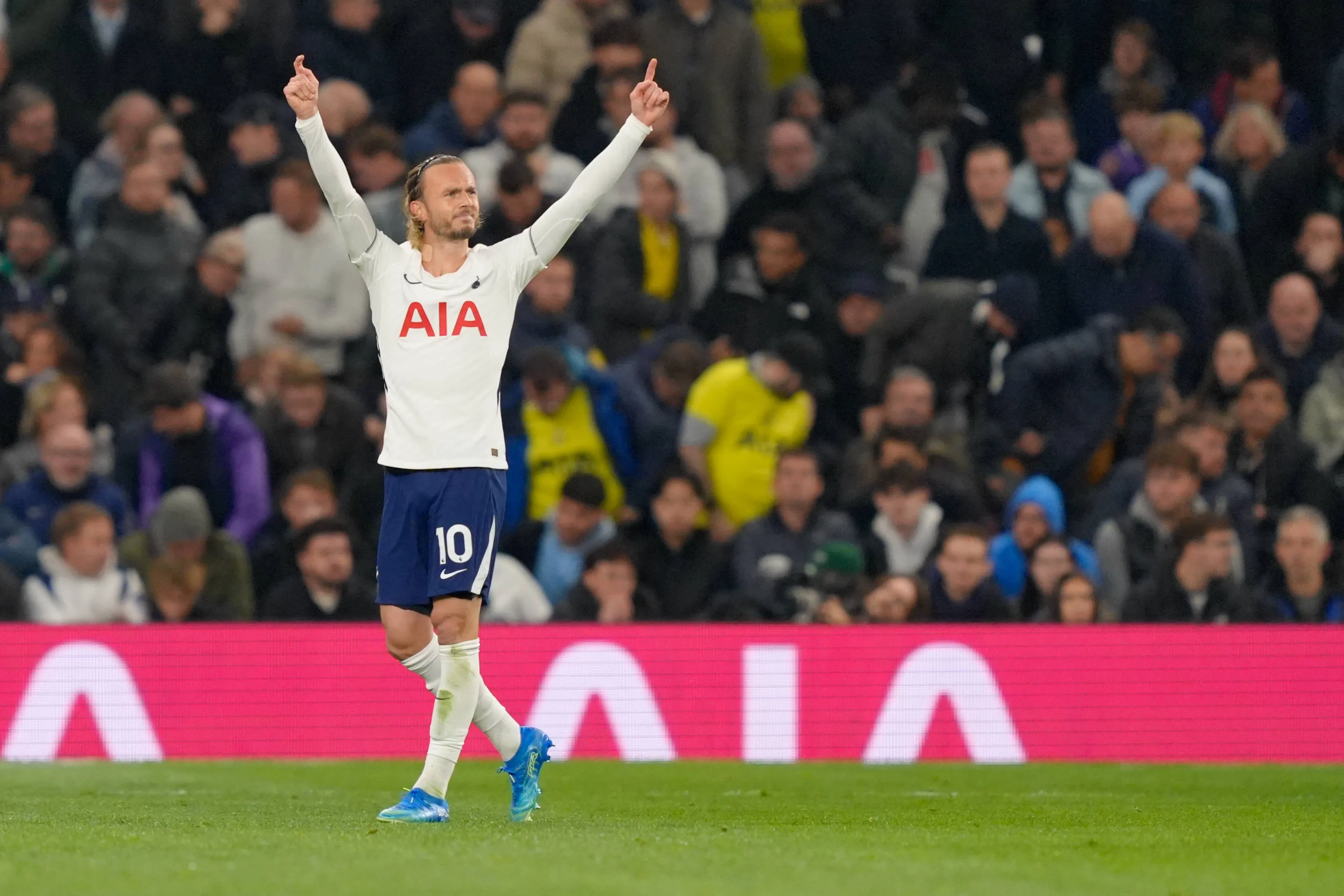 Maddison celebra gol pelo Tottenham