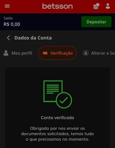 P&aacute;gina de verifica&ccedil;&atilde;o de dados da Betsson com as informa&ccedil;&otilde;es j&aacute; preenchidas
