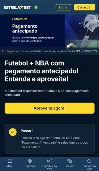 Captura de tela da p&aacute;gina da oferta de pagamento antecipado da estrela bet