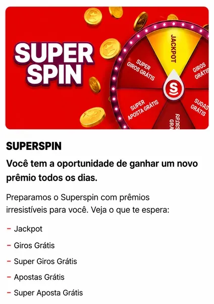 Roleta promocional da Superspin no site da Superbet
