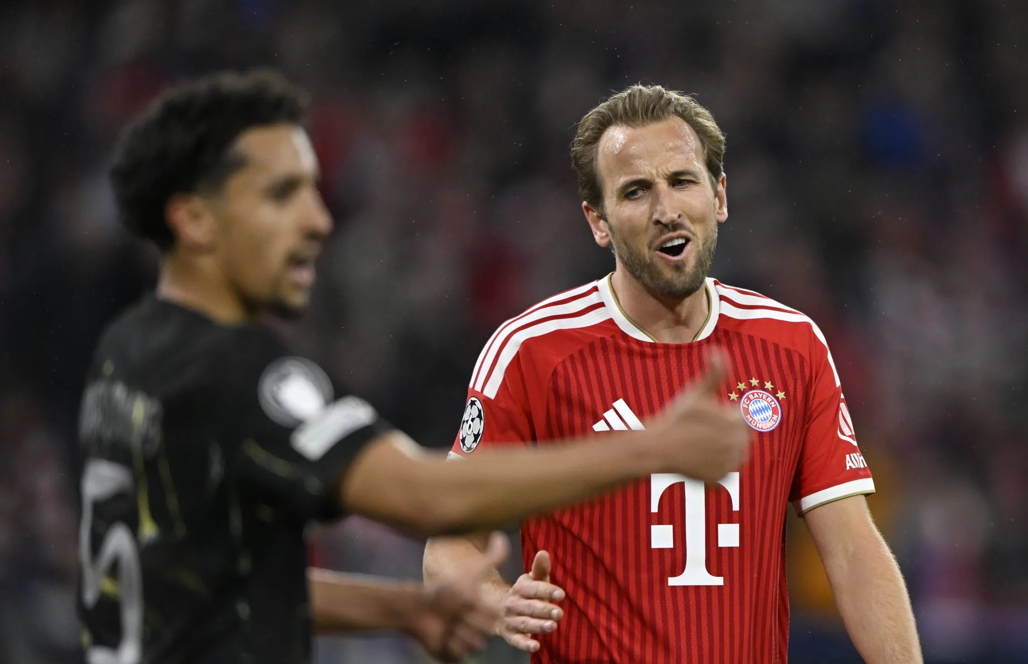 Marquinhos e Harry Kane em Bayern de Munique x PSG